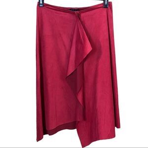 Vintage Sooki Collection Red Faux Suede Wrap Skirt Size Medium